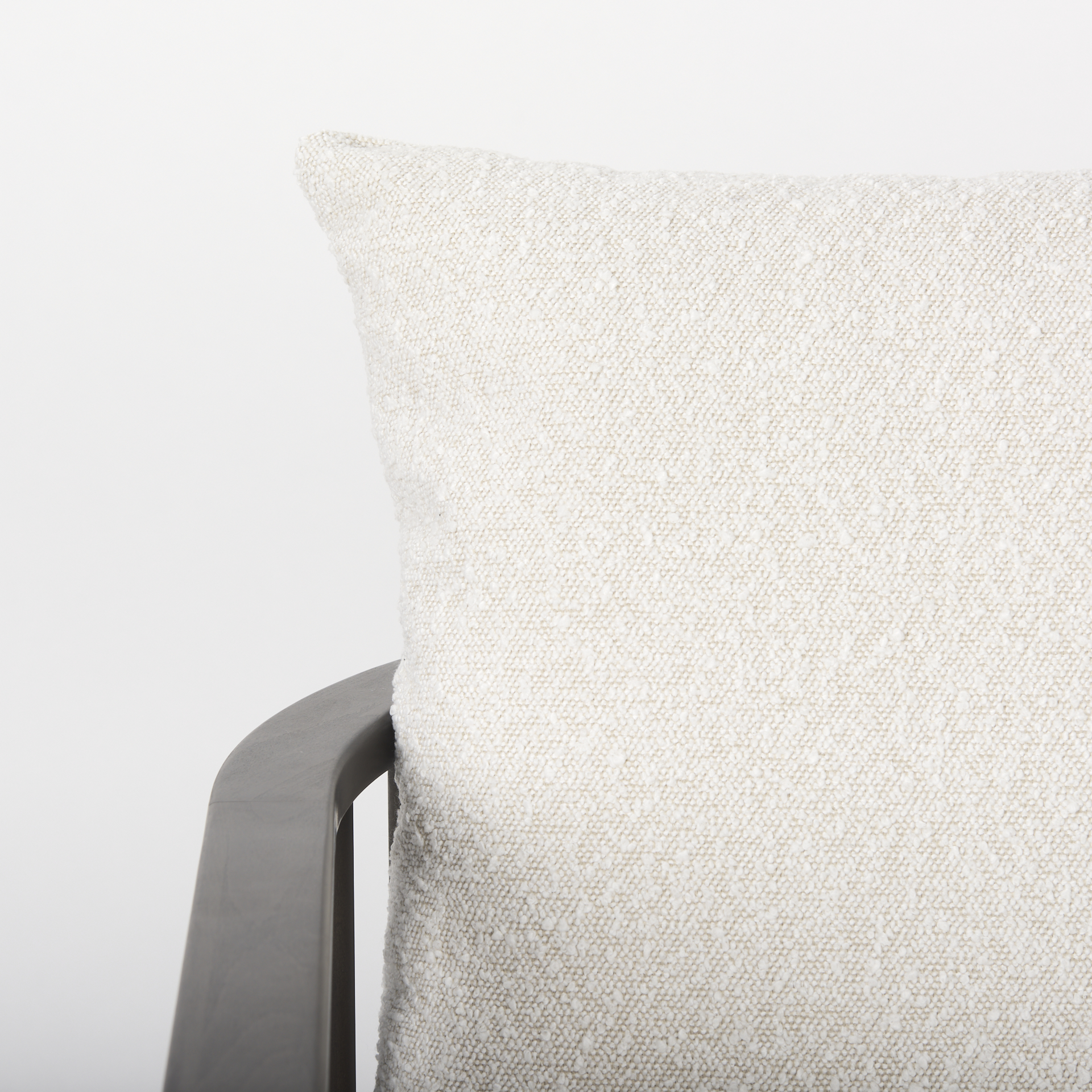 Kopari 30.1L x 30.5W x 37.2H White Boucle Fabric W/Dark Brown Wood Accent Chair