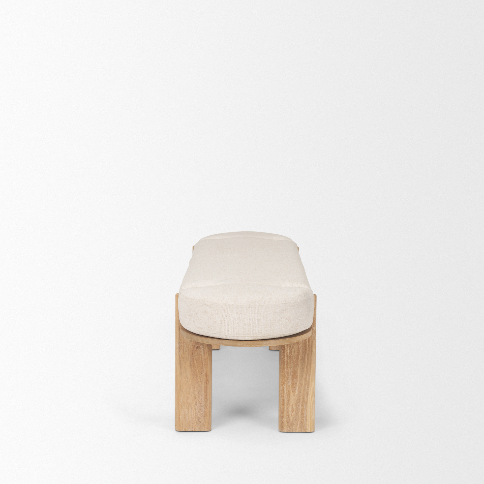 sohan light brown elm wood w/ oatmeal fabric bench